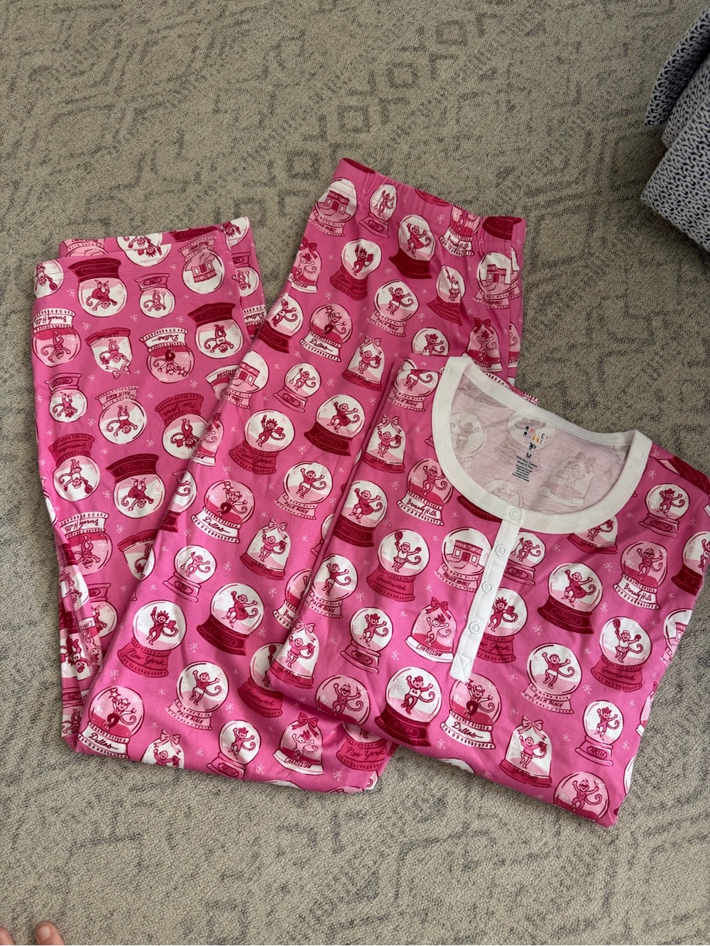 Roller Rabbit Pink Snow Globe Print Pajama Set